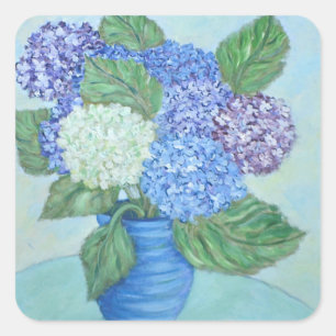 Hübscher Hydrangea-Malerei-Aufkleber Quadratischer Aufkleber