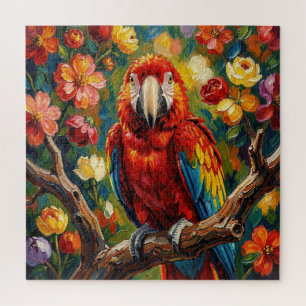 Hübscher Impasto Ara Papagei   Blanko Puzzle