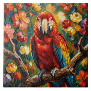 Hübscher Impasto Ara Papagei Fliese