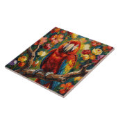 Hübscher Impasto Ara Papagei Fliese (Seite)