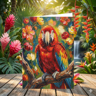 Hübscher Impasto Ara Papagei   Ich denke an Dich Karte