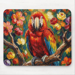 Hübscher Impasto Ara Papagei  Mousepad