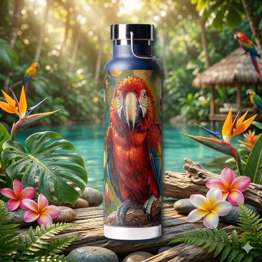Hübscher Impasto Ara Papagei  Trinkflasche