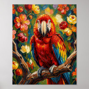 Hübscher Impasto Ara Papagei   Vogelkunst Poster