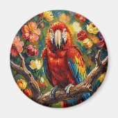 Hübscher Impasto-farbiger Ara-Papagei Magnet (Vorne)