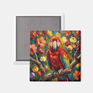 Hübscher Impasto-farbiger Ara-Papagei Magnet