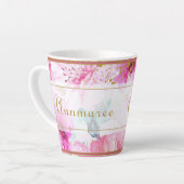 Hübscher Individuelle Name Blumenrosa und Gold Milchtasse (Linke Ecke)