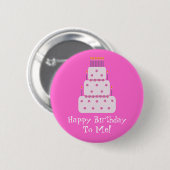 Hübscher, individueller Geburtstagskuchen Pink Button (Vorne & Hinten)