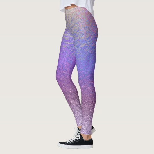 Hübscher Iridescent Glitzer Ombre Lila Leggings (Links)