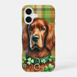 HÜBSCHER IRISH SETTER HUNDE MIT KLEEBLÄTTERN iPhone 16 HÜLLE