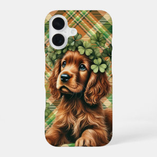 HÜBSCHER IRISH SETTER HUNDE MIT KLEEBLÄTTERN iPhone 16 HÜLLE