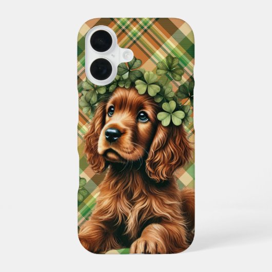 HÜBSCHER IRISH SETTER HUNDE MIT KLEEBLÄTTERN iPhone 16 HÜLLE (Rückseite)