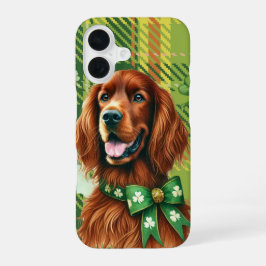 HÜBSCHER IRISH SETTER HUNDE MIT KLEEBLÄTTERN iPhone 16 HÜLLE