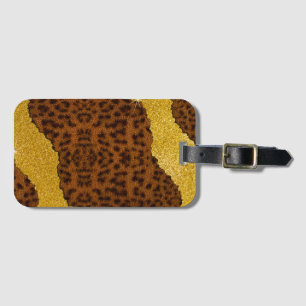 Hübscher Jaguar-Leder-Tierdruck mit Glitter Gepäckanhänger