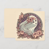 Hübscher Jugendstil-Geist mit Blume Spooky Einladung (Vorne/Hinten)