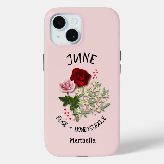 Hübscher JUNE Geburtsmonat Blume Individuelle Name Case-Mate iPhone Hülle (Rückseite)