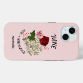 Hübscher JUNE Geburtsmonat Blume Individuelle Name Case-Mate iPhone Hülle (Rückseite (Horizontal))