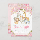 Hübscher Jungle Safari Blush Floral Diaper Raffel Begleitkarte (Vorne/Hinten)