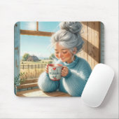 Hübscher Kaffee für Senior Lady Mousepad (Mit Mouse)