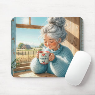 Hübscher Kaffee für Senior Lady Mousepad