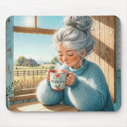 Hübscher Kaffee für Senior Lady Mousepad (Vorne)