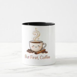 Hübscher Kaffeebecher mit Kaffeebohnen und Zimt Tasse