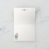 Hübscher Kaktus mit Blume und Gecko Südwesten Dankeskarte (Innenseite)