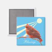 Hübscher Kardinalvogel auf Hellblau Magnet (Vorderseite/Rückseite)