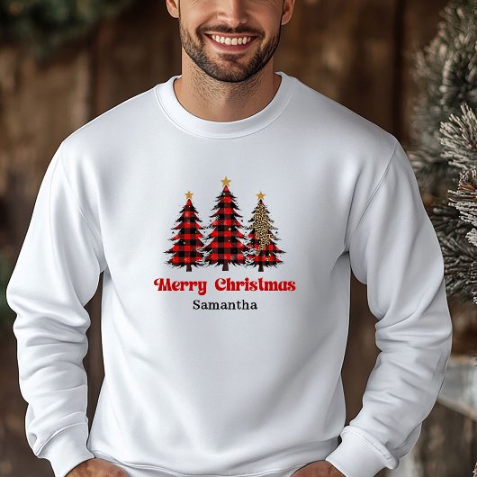 Hübscher Karo-Baum-Weihnachtspullover Festive Outf Hoodie