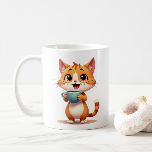 Hübscher Katzenkaffeebecher – doppelseitiges Carto Kaffeetasse (Mit Donut)