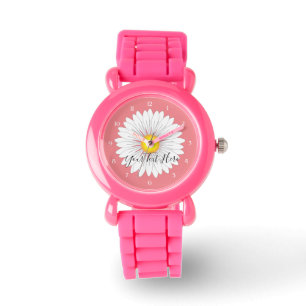Hübscher Kleiner Daisy Kid's Pink Glitzer Strap Armbanduhr