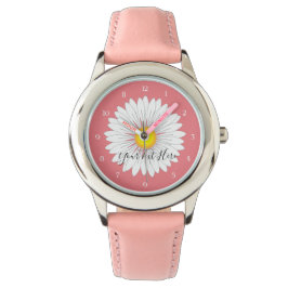 Hübscher kleiner Daisy Kids Pink Stainless Steel Armbanduhr