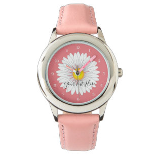 Hübscher kleiner Daisy Kids Pink Stainless Steel Armbanduhr