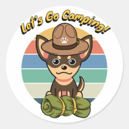 Hübscher kleiner Hund will Camping zu gehen Runder Aufkleber