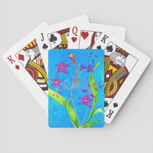 Hübscher Kleiner Orchideenvogel  Spielkarten (Rückseite)