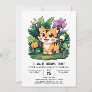 Hübscher kleiner Tiger Digital Geburtstag Einladung