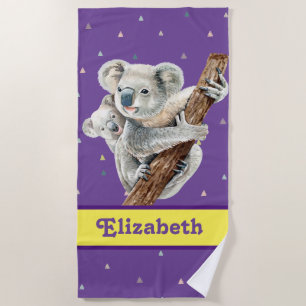 Hübscher Koala Bär Lila Hübscher Tiername Kinder Strandtuch