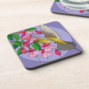 Hübscher Kolibri mit Blumen Getränkeuntersetzer