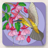 Hübscher Kolibri mit Blumen Getränkeuntersetzer (Vorderseite)