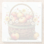 HÜBSCHER KORB MIT HERBSTÄPFELN UND BLUMEN GLASUNTERSETZER (Rückseite)