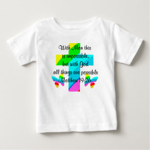 HÜBSCHER KREUZ UND RAINBOW-MATTHEW 19:26-DESIGN BABY T-SHIRT
