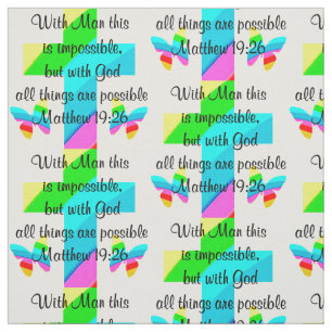 HÜBSCHER KREUZ UND RAINBOW-MATTHEW 19:26-DESIGN STOFF