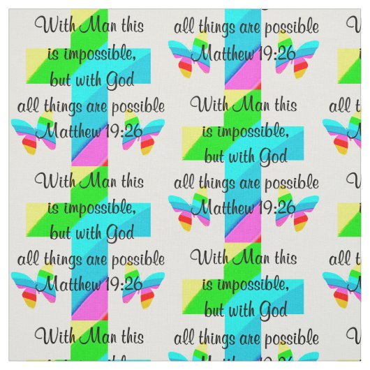 HÜBSCHER KREUZ UND RAINBOW-MATTHEW 19:26-DESIGN STOFF (Muster)