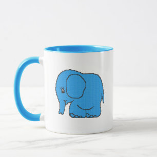 Hübscher Kreuzstich-Blauelefant Tasse