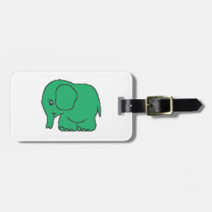Hübscher Kreuzstich-grüner Elefant Gepäckanhänger