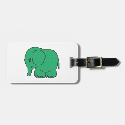 Hübscher Kreuzstich-grüner Elefant Gepäckanhänger (Vorderseite horizontal)