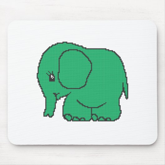 Hübscher Kreuzstich-grüner Elefant Mousepad (Vorne)