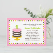 Hübscher Kuchen - Einladung zur Geburtstagspartei (Stehend Vorderseite)