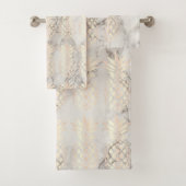 Hübscher Kükenkupfer-Rosengoldananasmarmor Badhandtuch Set (Insitu)