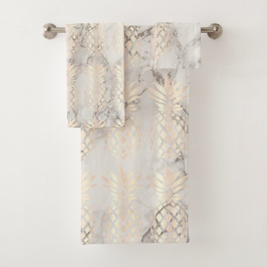 Hübscher Kükenkupfer-Rosengoldananasmarmor Badhandtuch Set (Insitu)